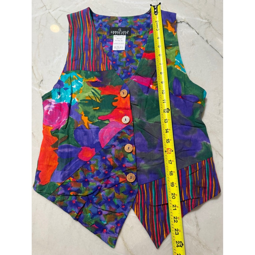 Carole Little Vintage 90s Abstract Floral Colorful Artsy Boho 80's Vest Sz 4 149 - Picture 4 of 8